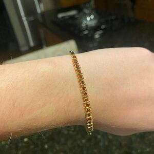 Gold Bracelet with Orange Gemstones